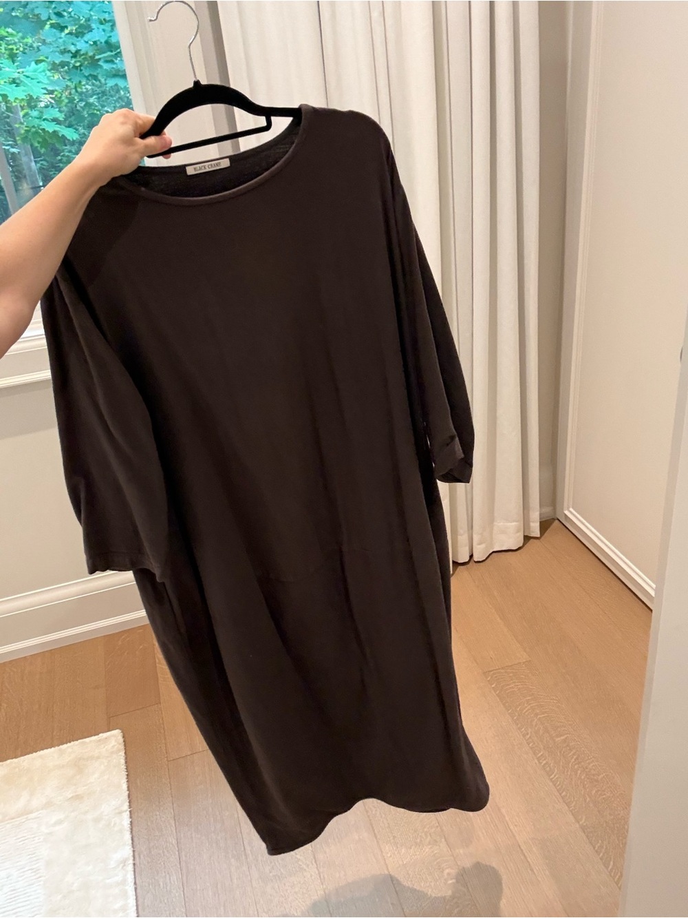 Relaxed Midi Crewneck Dress in Dark Brown